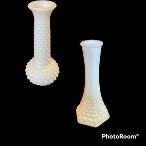 2 E.O Brody Co Vintage White Milk Glass Vase